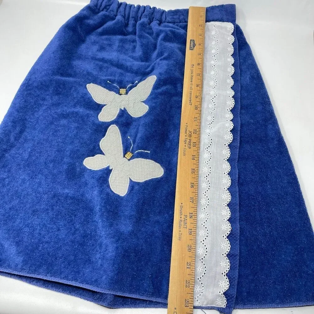 Vintage Fieldcrest Body Wrap Around Towel Cover Up Terry Cloth USA Made Blue